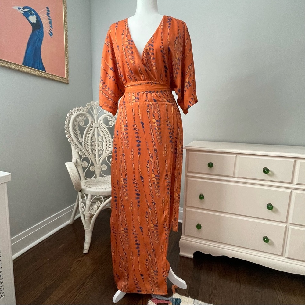 NWT House of Harlow x Revolve Rochelle Boho Maxi Kimono Wrap Dress